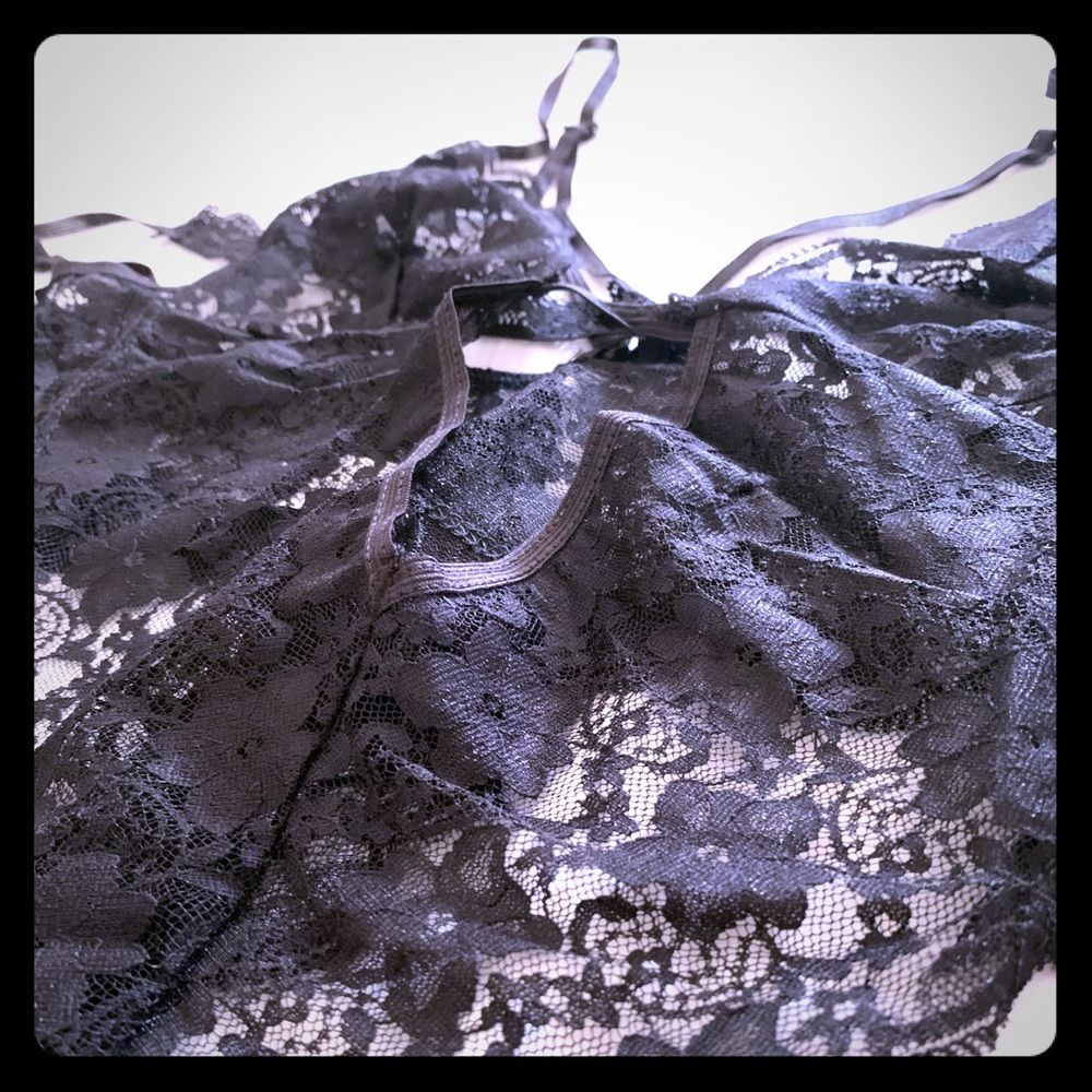 Black lace lingerie with laced side strappies